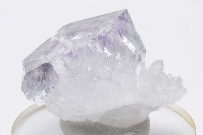 Purple-Zoned Cubic Fluorite Crystal with Quartz - China #205600